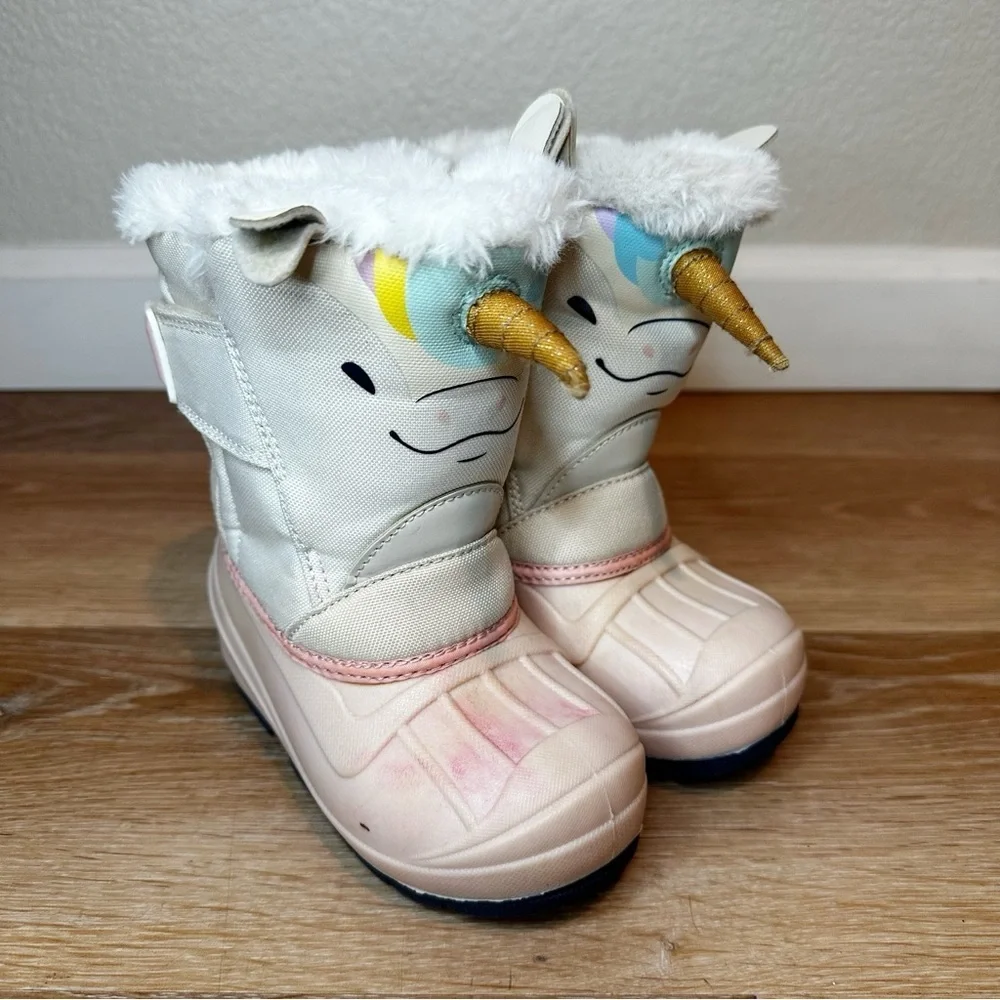 Cat & Jack Toddler Girls Size 8 Frankie Unicorn Thermolite Faux Fur Snow Boots
